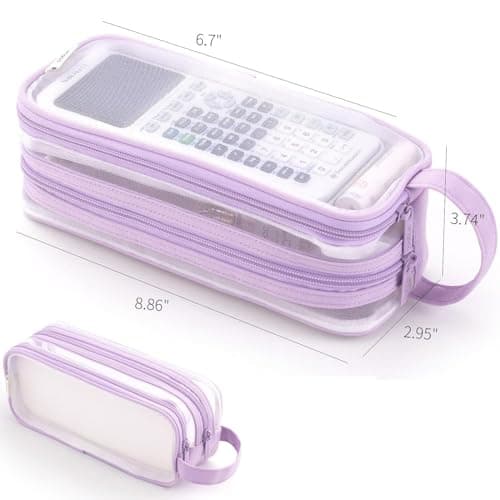 Deyaah Large Clear Mesh Pencil Case Pouch, 2 Compartment Pen Bag Multifunction Pencil Pouch Transparent Makeup Bag for Teen Student College Business Travel Office Adult (Purple) — view 4