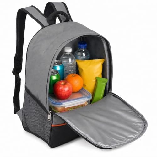 URBNLIVING 20L Insulated Cooler Backpack, Leak-Proof Thermal Foil Lining, Durable Polyester Construction, Hands-Free Food & Drink Storage for Camping, Picnics & Travel - Grey