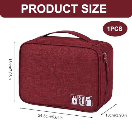 Megcdtr Electronic Organizer, Travel Cable Organiser Bag(Burgundy) — view 2