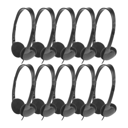 Tagtight 10 Pack Wired Classroom Headphones, Adjustable On-Ear Headsets, Bulk Headphone with Stereo Sound, Mini Stereo Lightweight Headphones for School Library Computer Lab & Testing