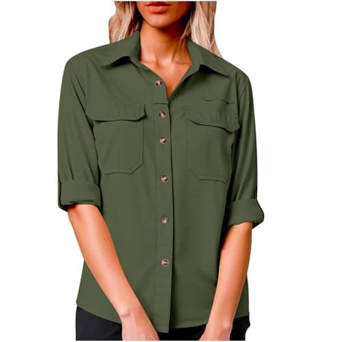 Women's Safari Shirt UPF 50+ Quick Dry Long Sleeve Tops UV Sun Protection Cooling Hiking Walking Shirts Casual Outdoor Travel Camping Fishing Shirts with Pockets