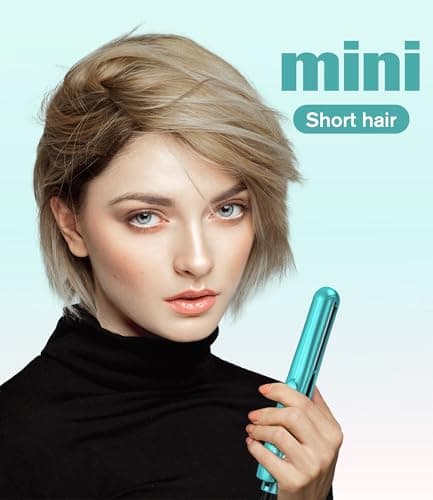 Farery Mini Hair Straightener for Short Hair, Small Straighteners Travel Straighteners and Ceramic Plate, Quick and Easy Hair Styling, Dual Voltage, Pouch Included, Blue — view 6