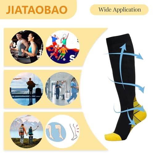 JIATAOBAO Compression Socks for Men & Women 20-30 mmHg Medical Grade – Graduated Support for Running, Travel, Nursing & Pregnancy Boost Circulation, Reduce Swelling, Anti-Slip Design (yellow, S/M) — view 5