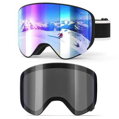 EasYoung Kid Ski Goggles, Snowboard Goggles for Boys Girls Junior, Skiing Goggles with Magnetic Replacement Lens, UV Protection, Anti-fog, Helmet Compatible for Skiing