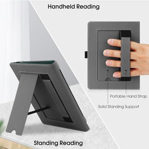 HGWALP Universal Case for 6" eReaders, Folio Leather Stand Cover with Handstrap Compatible with All 6 inch Kindle Paperwhite/Kobo/Tolino/Pocketook/Sony E-Book Reader-Mint — view 2