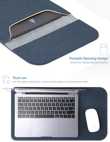 HYZUO 13 Inch Laptop Case Bag Sleeve for MacBook Pro Air M5, Navy Blue — view 4