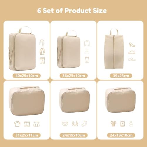Large Packing Cubes for Suitcases,6 Set Compression Packing Cubes,Combined — view 2