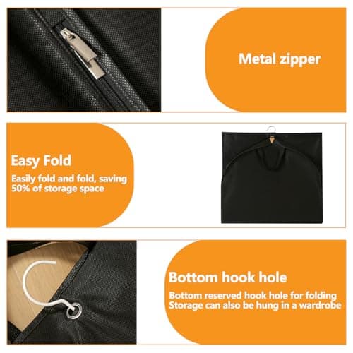 Vnvnvnv 51" Dress Bags Covers Long Suit Covers For Men Women with 4 Pockets — view 3