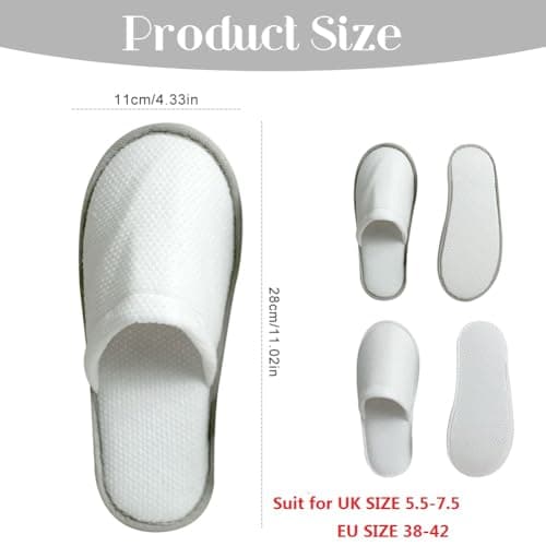 EQLEF 2 Pairs Spa Slippers for Women and Men, Disposable Travel Slippers Closed Toe White House Hotel Slippers for Party Guest — view 4
