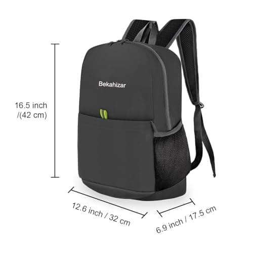 Bekahizar Small Rucksack 15L Packable Backpack Hiking Daypack Foldable Day Bag For Men Women Teens Travel Camping City Walking Mountaineering Climbing (Black) — view 2
