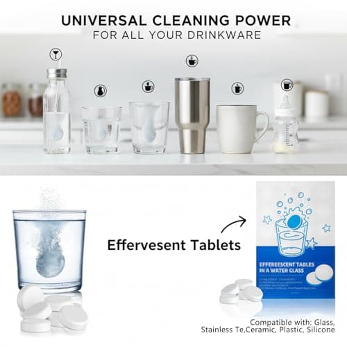 Water Bottle Cleaning Tablets 24-Count - Deep Stain & Odor Remover for Hydro Flask, Yeti, Tumblers, Coffee Mugs & Hydration Bladders - Reusable Effervescent Cleaner, No Scrubbing Required — view 5