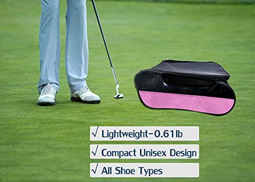 Getfitsoo Golf Shoe Bag, Golf Shoes Bags Men/Women Outdoor Zippered Carrier Bags with Ventilation Sport Shoes Bag Travel Shoe Bags, Light Pink, Common — view 3