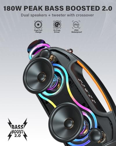 Portable Bluetooth Speakers Wireless, 200W PEAK Outdoor Speaker w/2.0 Bass — view 2