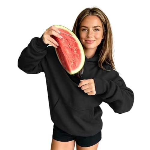 2026 Hoodies for Women UK Oversized Casual Sweatshirts Women's Jumpers Sweatshirts Pullover Cozy Hooded Sweatshirt With Large Pocket And Front Earphone Pocket For (Black, M)