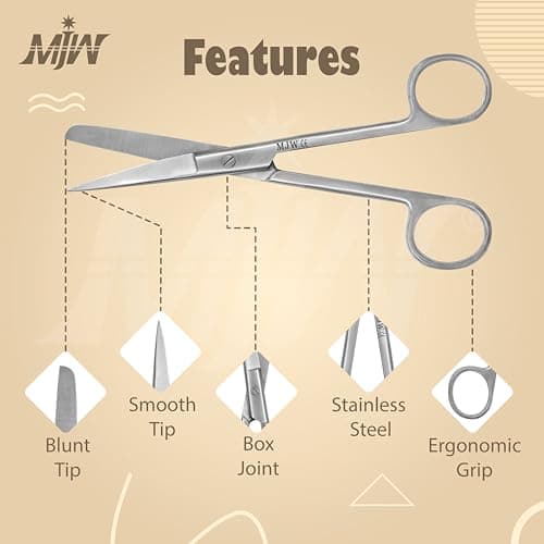 Utility Blunt Nursing Scissors First aid All-Purpose Instrument Sharp Blunt 15.5 cm Stainless Steel Dressing Scissor Autoclavable for Home Use — view 3