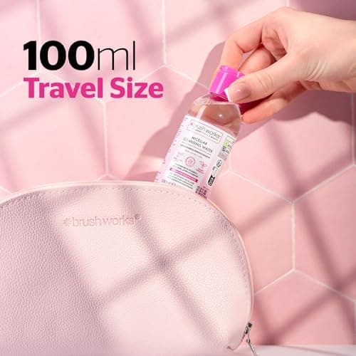Brushworks Micellar Cleansing Water 100ml – Travel Size Makeup Remover with Vitamin E, Aloe Vera & Pro Vitamin B5 for Face, Eyes & Lips, Fragrance Free & Vegan — view 5
