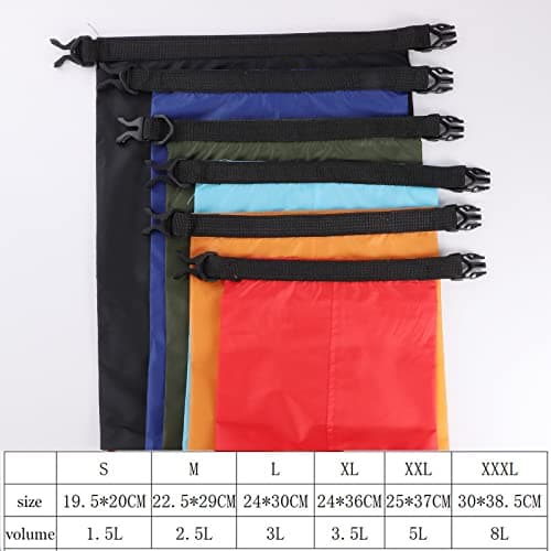 kuou 6 Pack Waterproof Dry Bags, 1.5L-8L, Lightweight, Multicolor — view 2