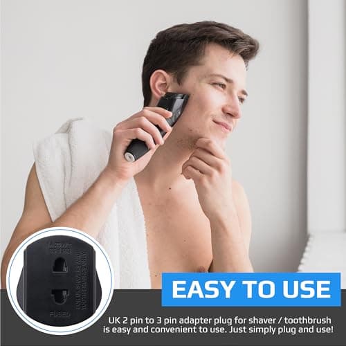 Toothbrush Adaptor Plug UK Charger Adapter Shaver Socket 2 Pin to 3 Pin Electric for Razor Plugs Bathroom Two to Three Prong Charging Tooth Brush Plugs Adapters Electrical Shaving (Black) — view 5