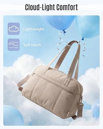 LIGHT FLIGHT Women's Gym Bag 24L Travel Bag with Small Makeup Pouch Lightweight Sports Bag Underseat Cabin Bag Carry on for EasyJet Ryanair Waterproof Weekend Overnight Handbag Brown — view 6