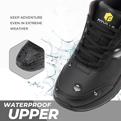 FitVille Mens Extra Wide Fit Walking Hiking Shoes, Black, 10 Wide — view 3