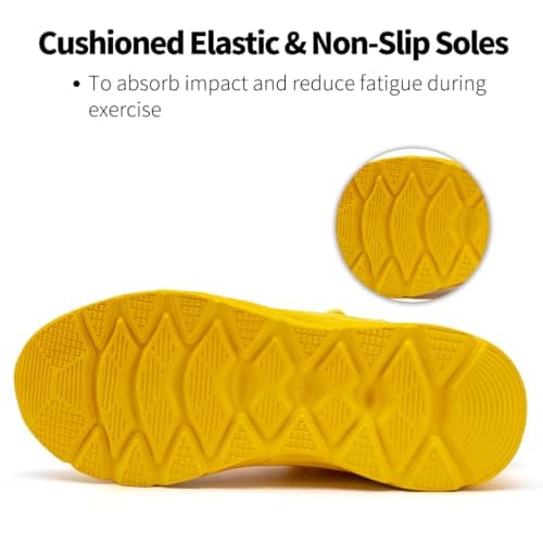 UROMGV Womens Sneakers Slip on Walking Running Shoes Tennis Trainers Workout Fitness Sports Athletic Lightweight Breathable Fashion Casual Yellow UK 7 — view 6
