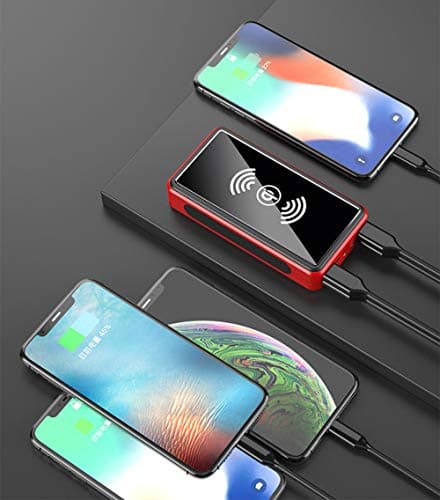 Y&W 100000Mah Power Bank Portable Solar Wireless Charger - External Battery with LED Status Indicator, High-Capacity Powerbank, for Iphone, Android, Red — view 6
