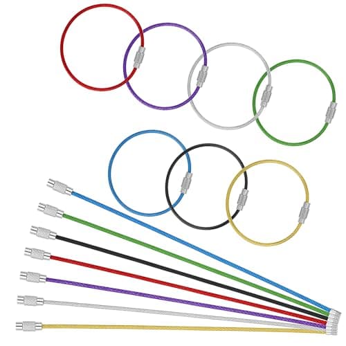 14 Pcs Stainless Steel Wire Keychain 15&20 Cm Cable Wire Ring Flexible Key Ring Metal Luggage Tag Loops Keeper Travel