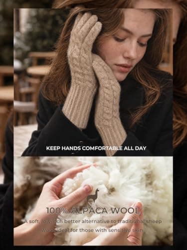 MAGISDU Alpaca Wool Winter Thermal Gloves Womens Touchscreen Jacquard Knit — view 3