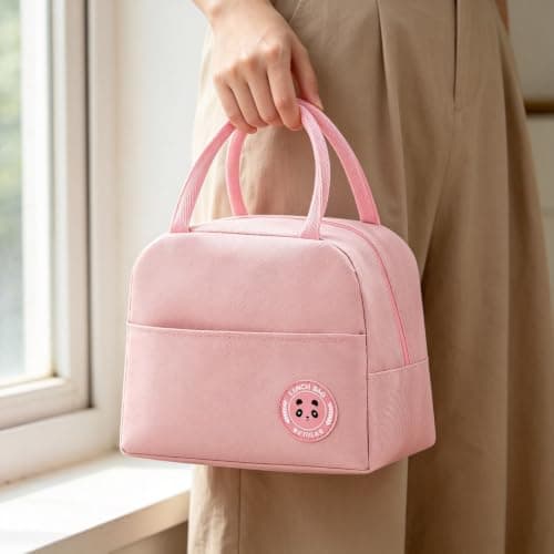 MeiLang Pink Insulated Lunch Bag Oxford Cloth Leakproof Thermal Tote — view 5