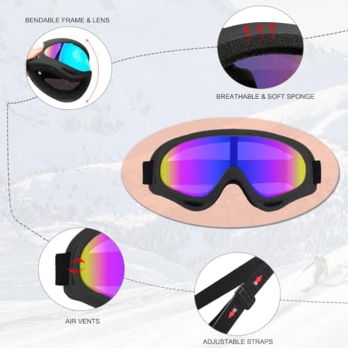 XITUADDA 3 Pack Ski Goggles, Snow Goggles for Men, Women, Teens, Youth — view 3