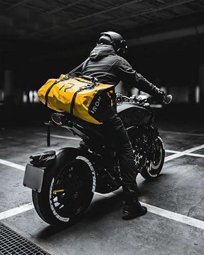 BORLENI Motorcycle Rear Bag Waterproof Luggage Roll Motorcycle Bag Waterproof Motorcycle Bag Saddle Bags Travel Bag Reflective for Hiking, Cycling, Travel, Camping, Outdoor, Kayaking, Yellow, 50 L — view 2