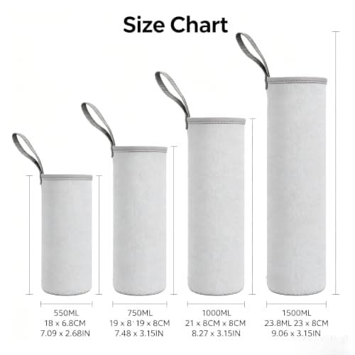 2-Pack Insulated Water Bottle Thermal Sleeve Cover for 550ml/750ml/1000ml/1500ml Bottles – Stretchable Scuba Fabric, Scratch & Resistant, for Camping, Hiking, Travel(550ML Grey) — view 2