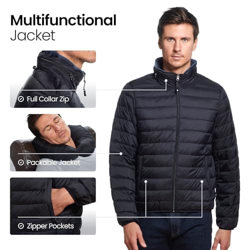 Weatherproof Men's Packable Travel Down Jacket with Alternative Neck Pillow, Down Jacket for Men (S-3XL), Black, M, Black, M — view 5