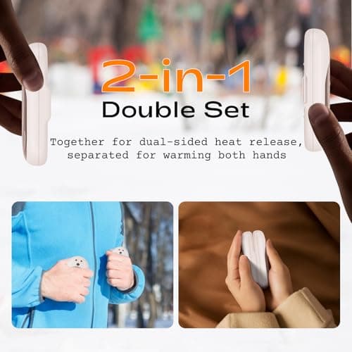 Lepwings Rechargeable Hand Warmers 2 Pack, 6000mAh Battery Long Lasting, 3 Levels Heating Electric Pocket Hand Warmer, Winter Gift for Men and Women, Ideal for Golf Hunting Outdoor Activities, Cream — view 2