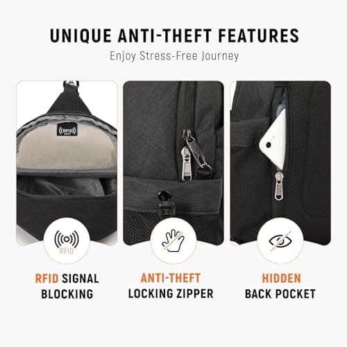 SKYSPER Sling Bag Anti-Theft Crossbody Bag RFID Travel Cross Body Shoulder Sling Backpack(Black) — view 2