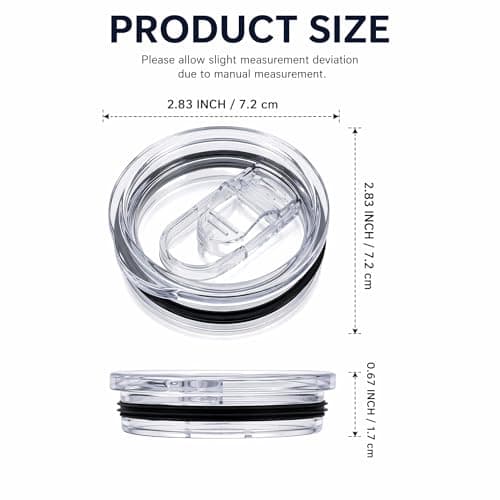 20oz Skinny Tumbler Replacement Lids, 4 PCS Clear Spill Proof Splash Resistant Sliding Covers for Stainless Steel Travel Coffee Mugs and Cooler Cups — view 2