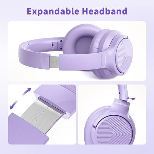 Headphones Wired with Microphone, 3.5mm Corded Headphone for School, Purple — view 3