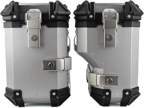 38L Motorcycle Aluminum Side Box, 1 Pair Silver Universal Panniers, Quick Release Waterproof Shockproof Saddle Side Storage Luggage for Motorcycle with Rear Luggage Rack — view 5