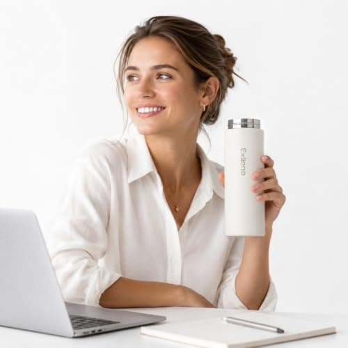 【Upgraded】 Exllena Small 500ml Water Bottle for Handbag – Small Flask for Hot & Cold Drinks, Perfect Small Insulated Water Bottle for Travel, Milk, Coffee...(Beige) — view 6