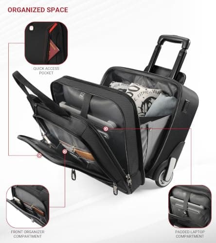 star cloud Rigid Frame Rolling Laptop Bag 18"×14"×8", Water-Resistant Rolling Briefcase with Wheels, Business Travel Computer Bag, Underseat Carry on Luggage for Men & Women — view 3
