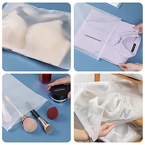 25 Pcs Resealable Ziplock Bags, Plastic Hospital Bags Maternity Essentials, Frosted Ziplock Seal Bag Travel Accessories Space Saver Storage Luggage Organiser Pouch for Home School Trip Hospital — view 2