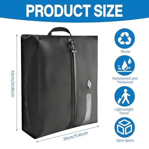 Vacuum Bags for Travel, IP67 Reusable Vacuum Compression Bags Lightweight Storage Bag Space Saver Suitcase Backpack Organizer for Clothes Bedding Luggage (17L) — view 2
