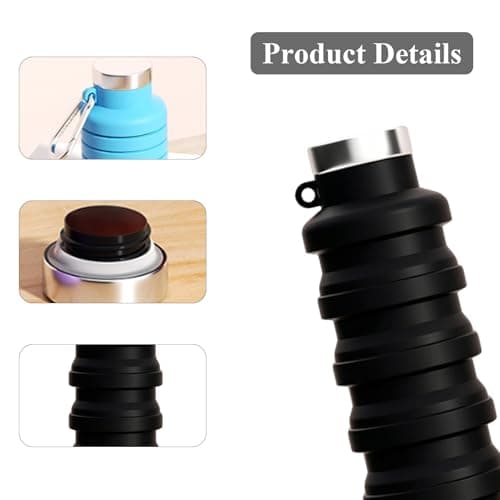 2 Pcs Foldable Collapsible Water Bottle 500ml, Silicone Travel Waterbottle — view 3