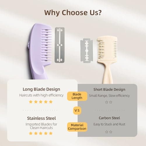 Cryslora Hair Razor Comb, Hair Triming Comb, Hair Thining Trimmer, Homeuse Cutting and Styling (Purple) — view 6
