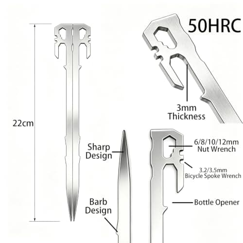 Tent Pegs Metal Heavy Duty Awning Pegs Camping Pegs Weed Membrane Pegs Artificial Grass Pegs Rustproof Hard Ground Pegs for Beach, Garden, Football Goal, Camping, Tents, Gazebos (6 Pack, 22 CM) — view 4