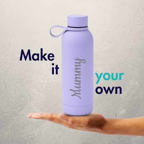 Engraved Personalised Water Bottle 500 ml, Lilac, Vacuum Flask — view 2