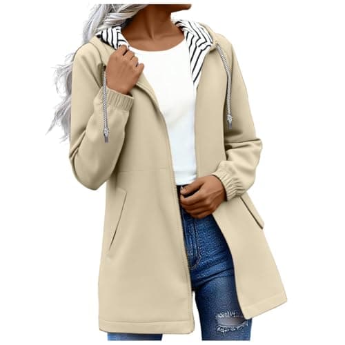 OVARA Womens Waterproof Jackets Lightweight Hooded Long Rain Coat Rain Jacket Ladies Functional Windbreaker Jacket Softshell Plus Size Breathable Outdoor Trench Coats