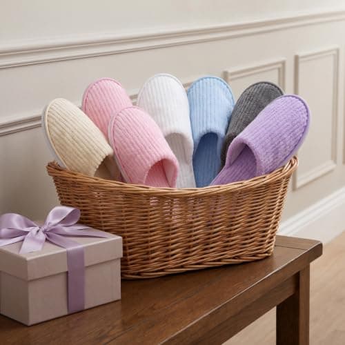 BESPORTBLE 6 Pairs Guest Slippers Washable Closed-Toe Fleece House Slippers with Non-Slip Sole Hotel Slipper Set for Spa Indoor Travel and Guest Rooms — view 2