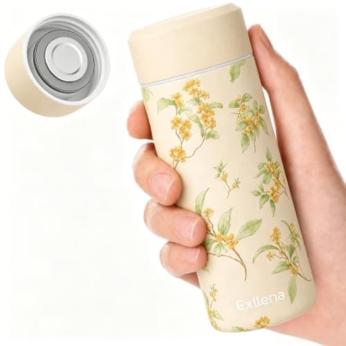 【Upgraded】 Exllena Small Water Bottle for Handbag – 250ml Mini Flask for Hot & Cold Drinks, Perfect Small Insulated Water Bottle for Travel, Milk, Coffee...(Sweet Olive)