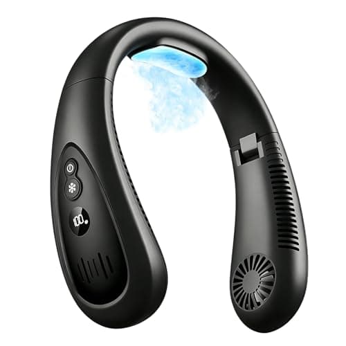 Neck Air Conditioner, Neck Fans Rechargeable with Semiconductor Cooling Airflow, Portable Neck Fan with 5000mAh Battery, 3 Speeds, LED Display, Foldable Neck Fan for Outdoor Travel & Indoor Use